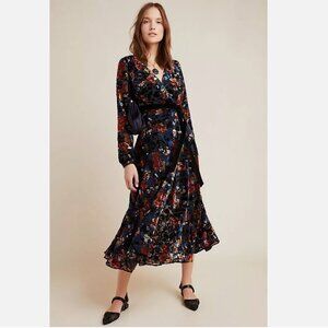 NWOT Hutch Anthropologie Velvet Burnout Deirdre Wrap Dress Midi Fairygoth 3X